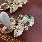 Vintage 80's Multicolor Rhinestone Pearl Costume Earrings Runway Glam Fashion Gold Photo 4