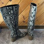 Universal Threads Universal thread gray black snake skin wide calf knee high heeled boots Photo 9