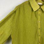 Beivy Green Crinkle Long Sleeve Button Up Collared Lightweight Blouse Top Size L Size L Photo 6