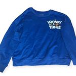 Looney Tunes  Graphic Sweatshirt That's All Folks Long Sleeve Blue Women's L Photo 4