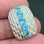 Sterling Silver Vintage  925 Signed Blue Topaz Slider Pendant 4.7g Photo 3