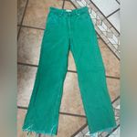 ZARA green denim Women's Flare Jeans raw hem size 4 Photo 1