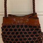 Talbots Woven Brown Leather @ Black Linen Lined Crossbody Bag, size 12x10 Photo 12