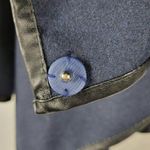 Jeykay Womens Cardigan Jacket Navy Blue Leather Trim Asymmetric Drape Open Front Size undefined Photo 7