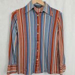 1970's ladies' Russ Vertical Stripe "Disco Shirt" Medium Blue Photo 4