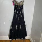 Mori Lee  Black Lace Crystal Embellished Size 4 Strapless Formal Prom Gown Photo 1