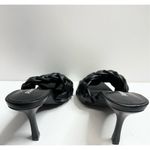 Abound  Sandals Womens Size 8.5 Black Faux Leather Woven Slip On Square Toe Heels Photo 5