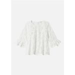Rebecca Taylor Adriana Floral Eyelet Ruffle Sleeve Sheer Pullover Blouse White 2 Photo 1