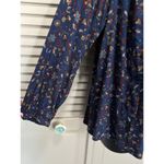Old Navy  Navy/Multi Floral/Paisley Long Sleeve Tie/Tassel Neck Blouse Sz‎ Small Photo 3