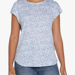 Orvis  NWT Women's Size XS Linen Blend Cap Sleeve Blue Abstract Lightweight Top Photo 0