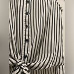 Foreign Exchange FE Sheer White & Black Vertical Stripe Crop Tank Top Blouse - M Photo 7