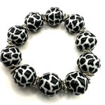 Cow pattern beaded stretchy bracelet Black Photo 0
