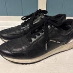 Michael Kors Black Leather Low Top Sneakers Women's Size 8.5 M KORS Logo Accents Photo 0