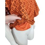 Du Jour Crew Neck Ruffle Lace Top Orange Rust Small A378507 NWOT Ruffle Sleeve Photo 10