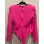 ZARA V-Neck Hot Pink Long Sleeve Bodysuit Photo 3