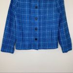 Cricket Lane Collection Wool Blend Textured Blue Plaid Blazer Jacket, Size 12 Photo 2