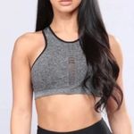 Zobha  Heather Gray Cut Out Racerback Sports Bra Large Photo 0