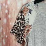 Vanilla Bay  Light Gray Floral Cheetah Print T Shirt Photo 3
