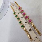 Gold with Pink Jade Hearts Bracelet Photo 5