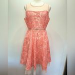 Ryu : ModCloth Melon Lace Sleeveless Illusion Neckline Party Dress w Rhinestones Photo 5