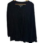 Andrew Marc  Women's L V-Neck Pullover Sweater Top Black Ribbed Lightweight Basic Photo 0