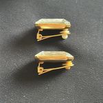 Vintage EUC light blue glass radiant cut clip earrings in goldtone setting Photo 4