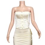 Reformation Jaclyn Strapless Satin Top, Ivory, 10 (US) Photo 4