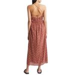Treasure & Bond Floral Maxi Dress M Rust Red Spaghetti Strap Smocked Tie Back Photo 1
