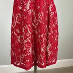 Aidan Mattox  Red Lace Deep V Open Backless Colorful Cocktail Party Dress Size 12 Photo 7