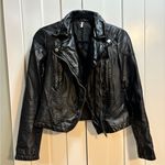 Free People  Black Vegan Leather Moto Jacket - Sz 2 Photo 0