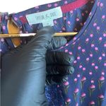 Taylor & Sage  Floral Boho Lace Detail Blue Pink Peasant Top Blouse Size Medium Photo 2