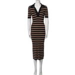 Caroline Constas Dress Womens Small Stripe Ribbed Knit Midi Crochet Trim Shirt Photo 8