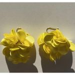 Vintage Flower Ball Earrings Yellow White Stone, Dangle Bright Summer Spring Photo 7