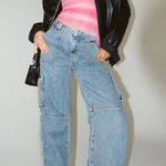 Princess Polly  Vandana Cargo Jeans Mid Wash Denim Photo 0