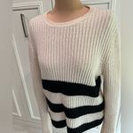 Equipment  Femme‎ Ivory & Black Striped Wool Alpaca Carson Pullover Sweater Photo 2