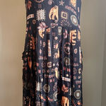 Bila vintage 90’s brown black Rayon dress safari elephant brown boho whimsi L Size L Photo 0