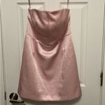 H&M Light Pink Satin Bandeau Strapless Mini Cocktail Dress Photo 2