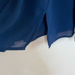 Eloquii Blue Blouse 16 Womens Plus Lace Lightweight Sheer Keyhole Career Photo 2