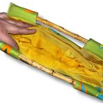 Vintage Y2K Braciano Purse Bag Tropical Floral Beaded Bamboo Handles Green Pink Photo 5