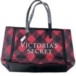 Victoria's Secret NWT Plaid Tote Shoulder Bag Red Black Cambodia Model 11195687 Photo 2