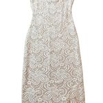 Bebe Tan White Lace Overlay XS Extra Small Bodycon Tank Dress Wedding Bridal Photo 0