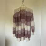 Moral Fiber NWT Striped White/Purple Long Sleeves Open Cardigan Size S Photo 3