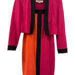 Vintage‎ Tom And Linda Platt Silk Colorblock Dress Jacket M Pink Orange Size M Photo 0
