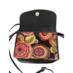 Brighton  Bloom Small Black Leather Roses Wallet Organizer Crossbody Clutch‎ Photo 5