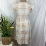 Madewell White Tan & Gray Gingham Plaid Short Sleeve Seersucker Dress XXS Photo 1