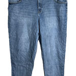 Ava & Viv  Cropped Jeans Blue Medium Wash‎ Fading Whiskering Skinny Leg Photo 0