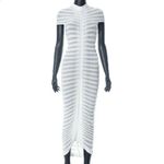 White Bodycon Midi Dress Mock Neck‎ Short Sleeve Party Cocktail Clubwear size S Photo 2