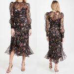 Cinq A Sept Dress Marianne Floral Silk Organza Tie Wedding Black Multi 0 NWT Photo 11