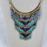 EXPRESS Women's Beaded Chandelier Adjustable Necklace Blue & Gold Photo 1