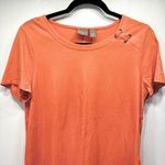 Chico's Chico’s Melon Orange Short Sleeve Tee with Laced Grommets on One Shoulder Sz 1/M Photo 2